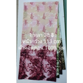 ผ้าเมตร ผ้าคอตตอน 100% เนื้อนุ่ม ลายมังกร หน้ากว้าง 113 cm หลาละ 38 ฿ ตัดต่อเนื่อง