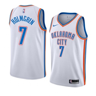 เสื้อกีฬาบาสเก็ตบอล ลายทีม Oklahoma City Thunder TR22HGR3 NBA สําหรับผู้ชาย #7 เสื้อกีฬาแขนสั้น ลายทีมสมาคมฟุตบอล Swingman สีขาว ฟ้า JOnnag81LPmgoo25