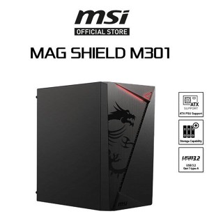 CASE (เคสเกมมิ่ง) MSI MAG SHIELD M301 Micro-ATX Gaming Case ขนาดกระทัดรัด ดีไซน์โดดเด่นด้วยลวดลายมังกรจาก MSI