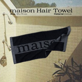 maison KEEPS Hair Towel ผ้าเช็ดหัว ทอลาย maison