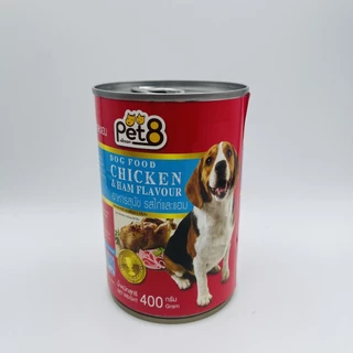 Pet8 อาหารกระป๋องสุนัข ชนิดกระป๋อง รสไก่ เนื้อตับ และผัก สารอาหารครบถ้วน พร้อมส่ง