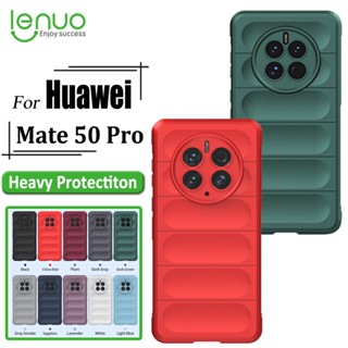 Lenuo เคสโทรศัพท์ ซิลิโคนนิ่ม กันกระแทก สีพื้น หรูหรา สําหรับ Huawei Mate 50 Pro