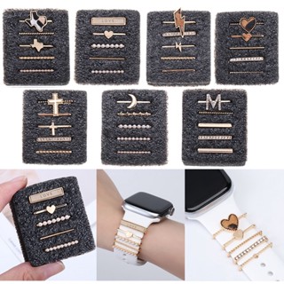 Diamond Metal Charms Watch Band Decoration Ring For Apple Watch Strap Ornament For watch Bracelet Silicone Strap Decorative Jewelry Accessories