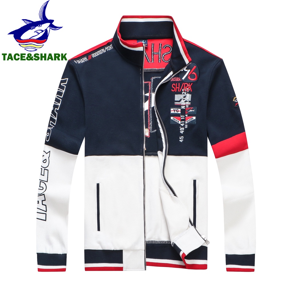 TACE&SHARK Brand Jacket Men Fashion Casual Mens Business Embroidery Sportswear Bomber Jacket Mens Coats Homme Red Cl #1