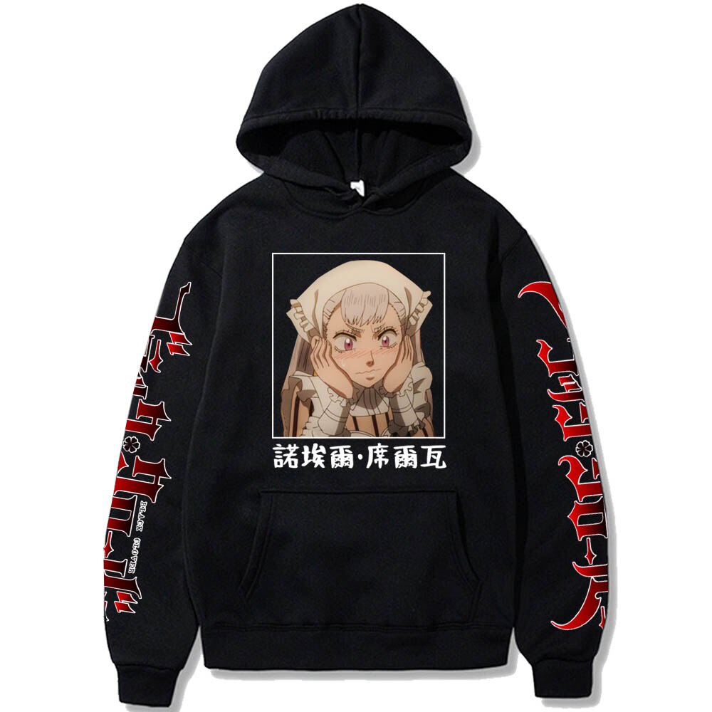 Black Clover ญี่ปุ่นอะนิเมะ Unisex Hoodies การ์ตูน Noelle Silva พิมพ์เสื้อสวมหัว Hip Hop ลําลองหลวมผ