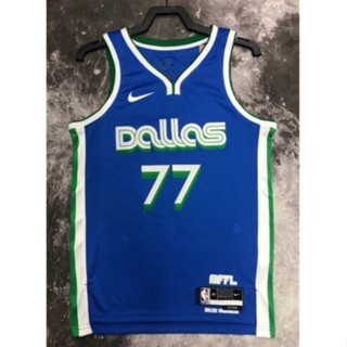 Hot pressed 2023 nba Dallas Mavericks No. 77 Doncic  blue city edition basketball jersey