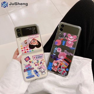 Jusheng เคสโทรศัพท์มือถือนิ่ม ลายฉลากแฟชั่น สําหรับ Samsung Z Flip5 Z Flip4 Z Flip3