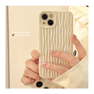 🌈Ready Stock 🏆Compatible For iPhone 14 13 12 11 Pro Max X XR Xs Max 7 8 Plus SE2020  Case Fashion Ins Advanced Solid Color Water Ripple Phone Case Soft Shockproof Silicon Back Cover