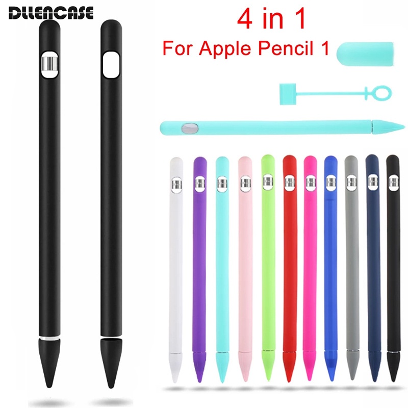 Dllencase เคสซิลิโคนนิ่ม หลากสี สําหรับ Apple Pencil 1 iPad Tablet Touch Pen 1 Stylus A329 4 ชิ้น
