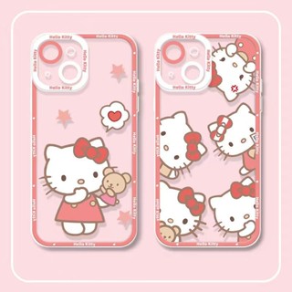 เคสโทรศัพท์มือถือแบบนิ่ม TPU ใส ลายการ์ตูนเฮลโลคิตตี ตานางฟ้าน่ารัก สําหรับ IPhone 14 13 12 11 Pro Max 14 Plus 13 12 Mini 6 6s 7 8 Plus XR X XS Max