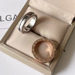 Bvlgari แหวนแฟชั่น แหวนเพชรเทียม รูปดอกกุหลาบ รุ่นแคบ ไม่มีแหวน สีเงิน P831