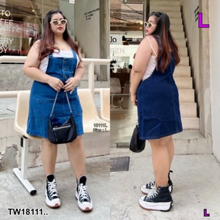 TT18111 เอี๊ยม #Bigsize กระโปรงยีนส์ กระเป๋า 2 ข้าง .Bib #Bigsize jeans skirt 2 side pockets ..