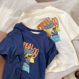 เสื้อยืดแขนสั้น ผ้าฝ้ายแท้ แบบบาง พิมพ์ลายการ์ตูน แฟชั่นฤดูร…