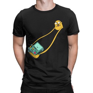 เสื้อยืดแขนสั้น คอกลม ผ้าฝ้ายแท้ พิมพ์ลายการ์ตูนสุนัข Jake Wowsays Secret Adventure Journey Time Baby Po A Po Finn and Old สําหรับผู้ชาย