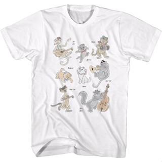 Aristocats Character Collage Disney T-Shirt เสื้อยืดวินเทจ เสื้อยืดชาย เสื้อคู่รัก