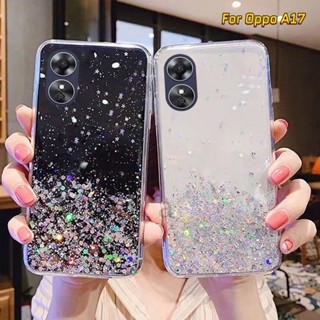 เคสโทรศัพท์ซิลิโคน TPU นิ่ม แบบใส กันกระแทก แต่งกลิตเตอร์ วิบวับ สําหรับ Oppo A17 A 17 A17K