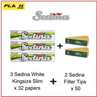 Sedina White Rolling Combo:3 books Sedina White KingSize Slim rolling Papers + 2 books Sedina Filter tips FAST DELIVERY