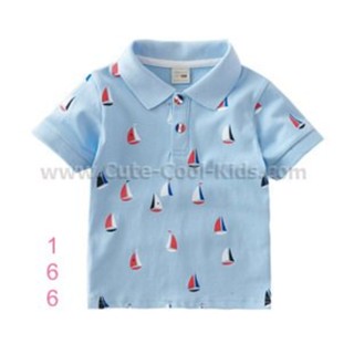 SH-166 เสื้อคอโปโลเด็กแขนสั้น สีฟ้า