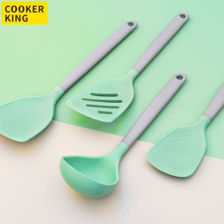 COOKER KING 《Food Grade Silicon》 Non-Stick Silicon Spatula Set Non-Toxic Food Grade BPA Free Silicon Spatula Frying Spatula Soup Spoon Kitchen Utensils Set Heat Resistant 230℃