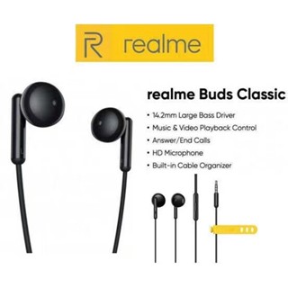 หูฟัง เรียวมี หูฟัง Realme Buds Cassic ของแท้ เสียงดี มีไมโครโฟนในตัว ช่องเสียบ แจ็คกลม 3.5mm Headphone ส่งจากไทย