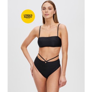 พร้อมส่ง ชุดว่ายน้ำเอวสูง Calvin Klein Tonal Logo Black