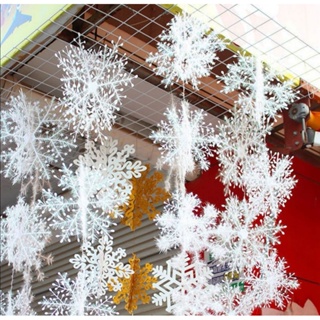 เกล็ดหิมมะตกแต่ง เกล็ดหิมะพลาสติกสำหรับตกแต่งต้นคริสต์มาส ส​โนว์​เฟล็กซ์​ ตกแต่งคริสต์มาส ตกแต่งปีใหม่ อุปกรณ์ตกแต่ง