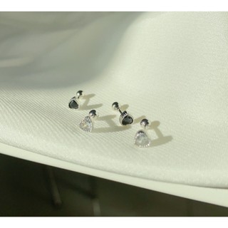 284-mini small love silver S925 screw earrings จิวต่างหูคริสตัลรูปหัวใจ