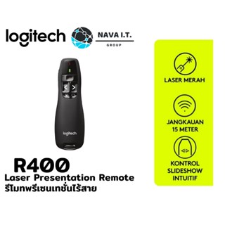 COINSคืน15%⚡FB9JMZV6⚡ LOGITECH R400 PRESENTER REMOTE (รีโมทควบคุมคำสั่งไร้สาย) PRESEN WIRELESS CORDLESS รับประกันศูนย...