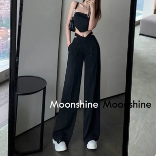 Moon  กางเกงขายาว กางเกงเอวสูง ย้อนยุค 2022 NEW ทันสมัย สบาย Chic พิเศษ TN220167 36Z230909