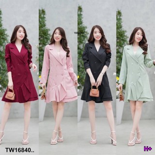 TW16840 เดรสปกสูทเทเลอร์ แขนยาว