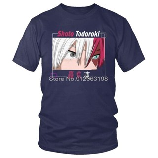 เสื้อยืดสไตล์เกาหลี โบกุชายไม่มีฮีโร่ Academia Shoto Todoroki เสื้อยืดสตรีทแวร์อะนิเมะมังงะคนรักเสื้อยืดแขนสั้นผ้าฝ้าย T