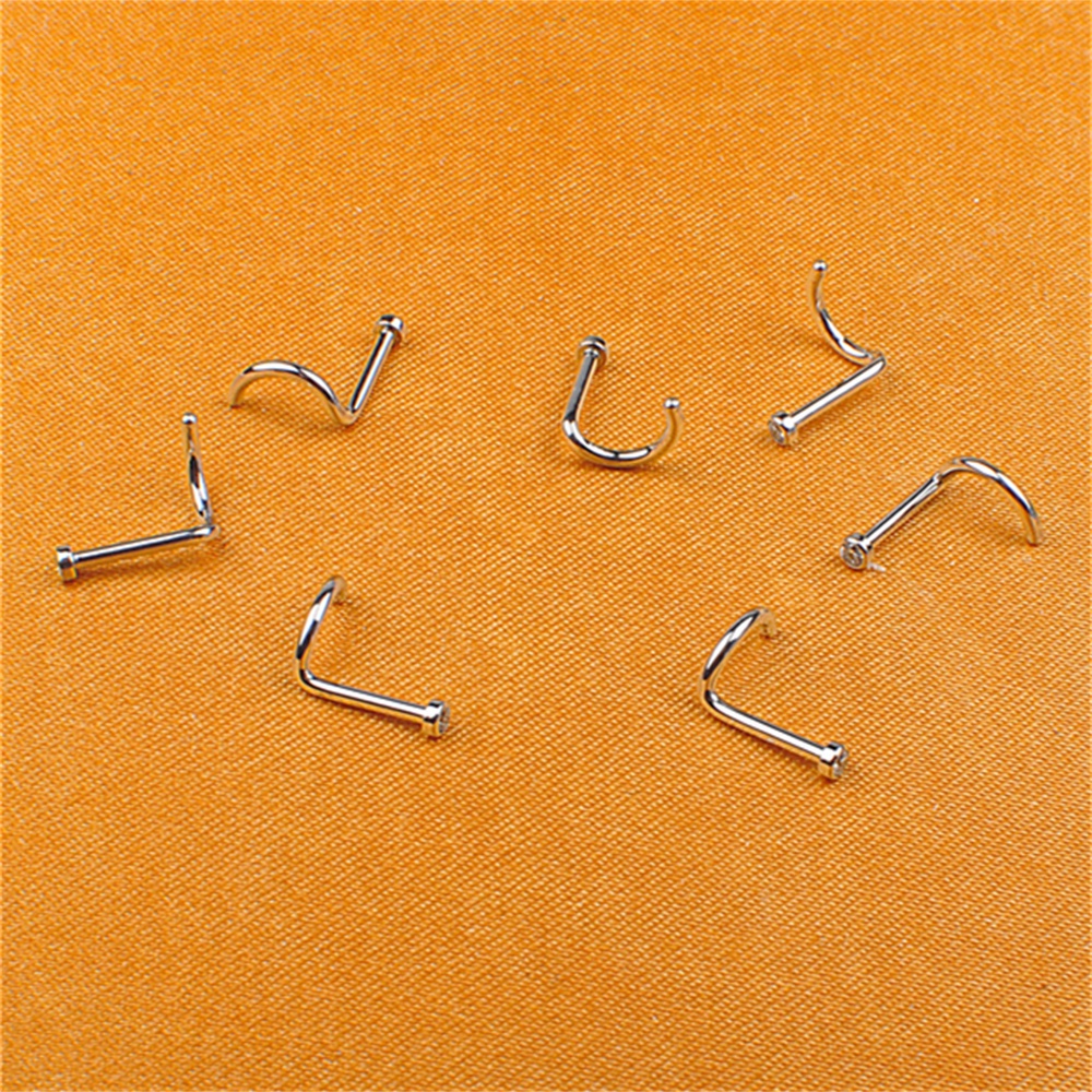 Nostril White Zircon Jewelry Titanium ASTM F136 Titanium zircon Nose body เจาะเครื่องประดับ