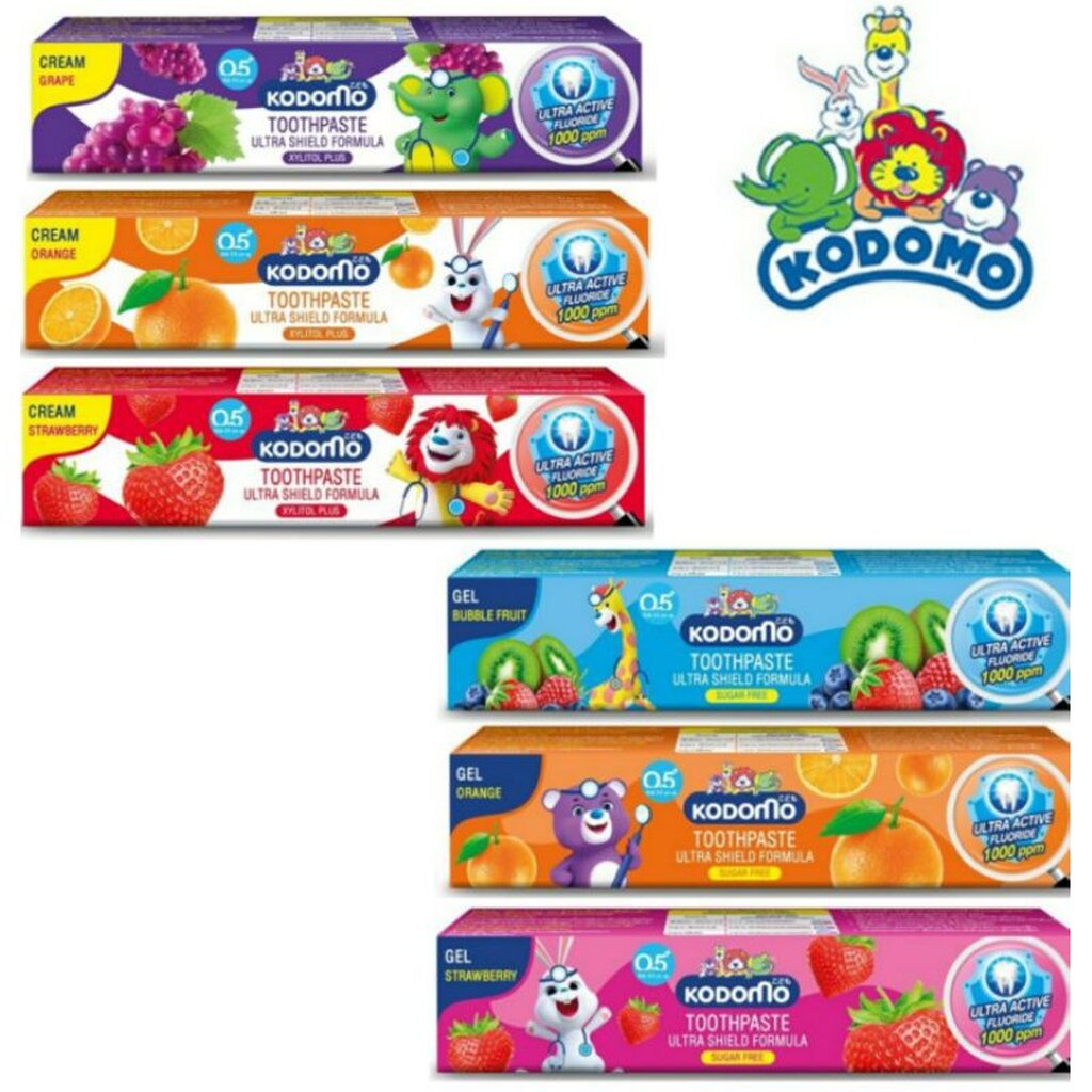 KODOMO โคโดโม ยาสีฟัน เด็ก อัลตร้าชิลด์ ไซลิทอลพลัส แบบเจลและครีม ขนาด 40 กรัม แพ็ค 1 หลอด