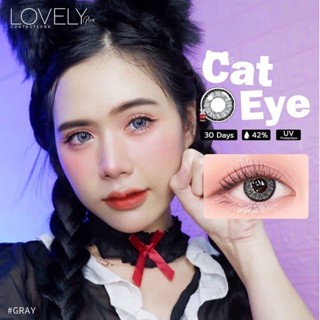 คอนแทนเลนส์ lovely lens ลายใหม่ cat eye สีเทา/น้ำตาล