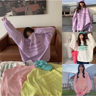 Sweater พร้อมส่ง เสื้อสเวตเตอร์ แขนยาวสกีนอักศร  เหมาะกับนักเรียนนักศึกษาแขนจั้ม เสื้อแขนยาวโอเวอร์ไซส์ 179