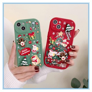 เคสไอโฟน14PM เคสไอโฟน11 ลายคริสต์มาส 3D พร้อมตุ๊กตา ใช้สำหรับ IPhone 14 Plus 7 8S + Plus X XR XS Max 11 12 13 14 Pro Max xr SE 2020 case นิ่ม