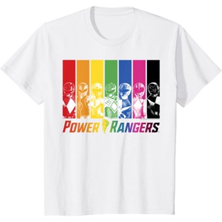 เสื้อยืดคอกลม แขนสั้น ผ้าฝ้ายแท้ พิมพ์ลายภาพยนตร์อเมริกัน Power Rangers สําหรับผู้ชาย