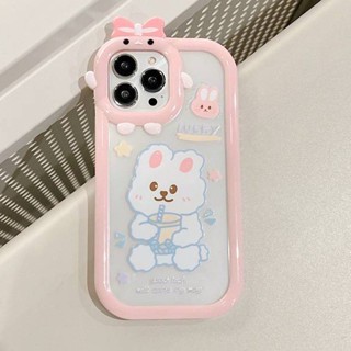 1030 พร้อมส่ง เคส ซิลโคนTPU สกรีนลายโบว์กระต่าย-ลายโบว์ชมพู น่ารัก