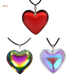 Mojito Vintage Heart Necklace Glass Pendant Colorful Necklace Jewelry Women Valentine Day Gifts Elegant Clavicle Chain N