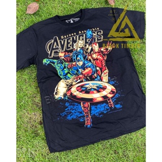 BT 45 Avengers Captain Ironman Hulk เสื้อยืด สีดำ BT Black Timber T-Shirt ผ้าคอตตอน สกรีนลายแน่น S M L XL XXL