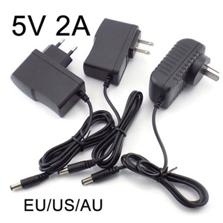 อะแดปเตอร์แปลงพาวเวอร์ซัพพลาย DC 5V 2A AC เป็น DC 100V-240V 2000mAh 5.5 มม. x 2.1 มม. ปลั๊ก US EU สําหรับแถบไฟ LED CCTV Camer E1