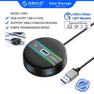 Orico ฮับ USB 3.0 RGB 4 พอร์ต ความเร็วสูง แบบพกพา สําหรับ MacBook Air Mac Mini iMac Pro Surface Pro XPS PC แฟลชไดรฟ์มือถือ HDD