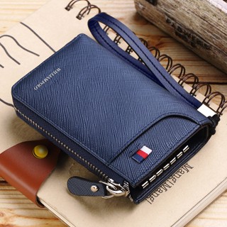 WilliamPOLO Genuine Leather Key Case Wallet Keychain Organizer Car Key Holder Credit Card Cash Purse Khaki Black Blue Cl