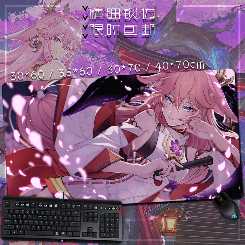 Genshin Yae Kamiko genshin genshin อะนิเมะเกมอุปกรณ์ต่อพ่วงแผ่นรองเมาส์แผ่นรองคีย์บอร์ดแผ่นรองโต๊ะ