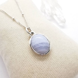 สร้อยคอเงินจี้หินบลูเลซอาเกต Blue Lace Agate