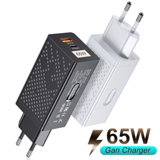 อะแดปเตอร์ชาร์จติดผนัง 65W GaN QC 3.0 USB Type C แกลเลียม ไนไตรด์ สําหรับ Xiaomi Samsung