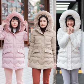 CO81 HEART DOWN JACKET เสื้อโค้ทลายหัวใจสไตล์เกาหลี -10 องศา