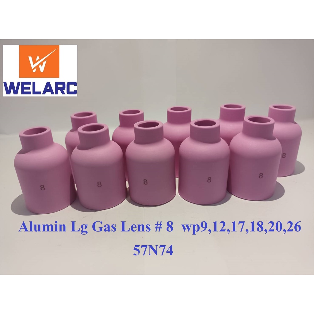 Alumina Lg gas lens # 8 wp9,12,17,18,20,26 อะไหล่งานเชื่อม นมหนูเซรามิกแก็สเลนส์ ถ้วยชมพู (กล่องละ 1