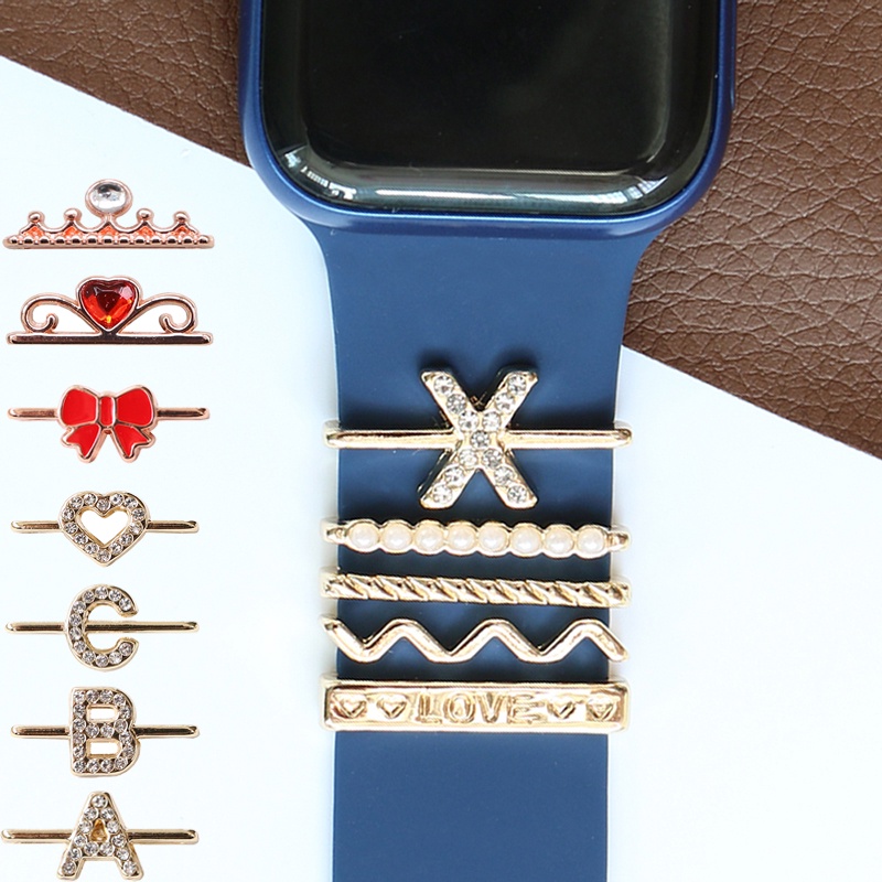 แหวนโลหะ เพชร ชุดตกแต่ง สําหรับ Apple Watch Band / Samsung Huami สร้อยข้อมือ เครื่องประดับสมาร์ทวอทช์ อุปกรณ์เสริมสายซิลิโคน