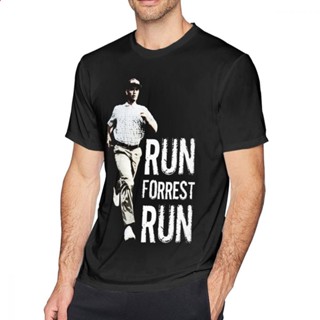 【Plus Size】เสื้อยืดลําลอง แขนสั้น พิมพ์ลายกราฟฟิคป่า Run Forest Gump สําหรับผู้ชาย